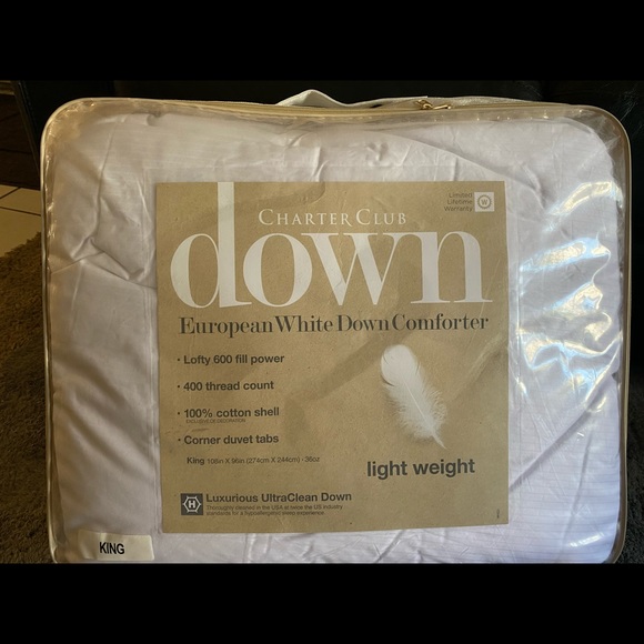 - White down lightweight comforter charter club king